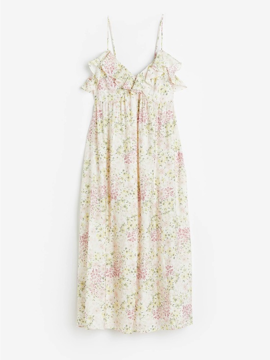 H&M Dresses & Skirts - NWT H&M Floral Ruffle Spaghetti Strap Maxi Dress - Pale Pink & Green